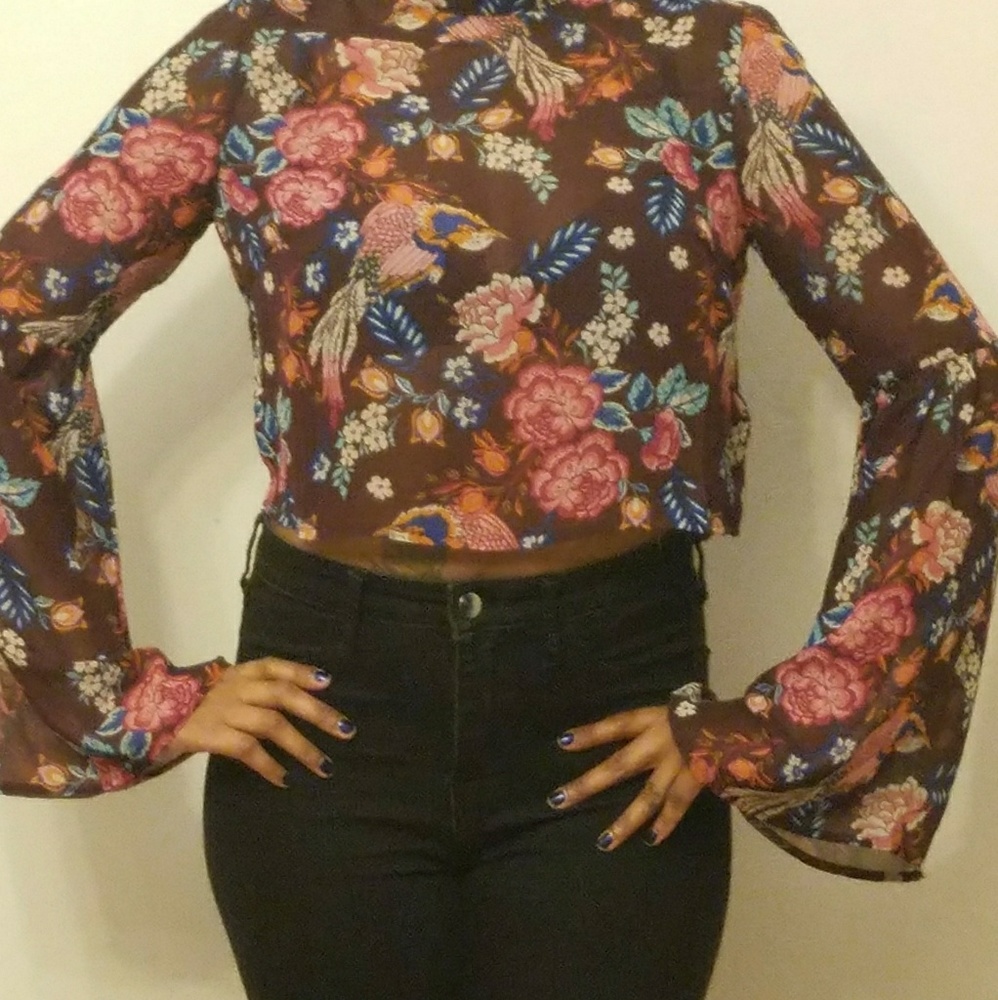Floral Bell Sleeve Top